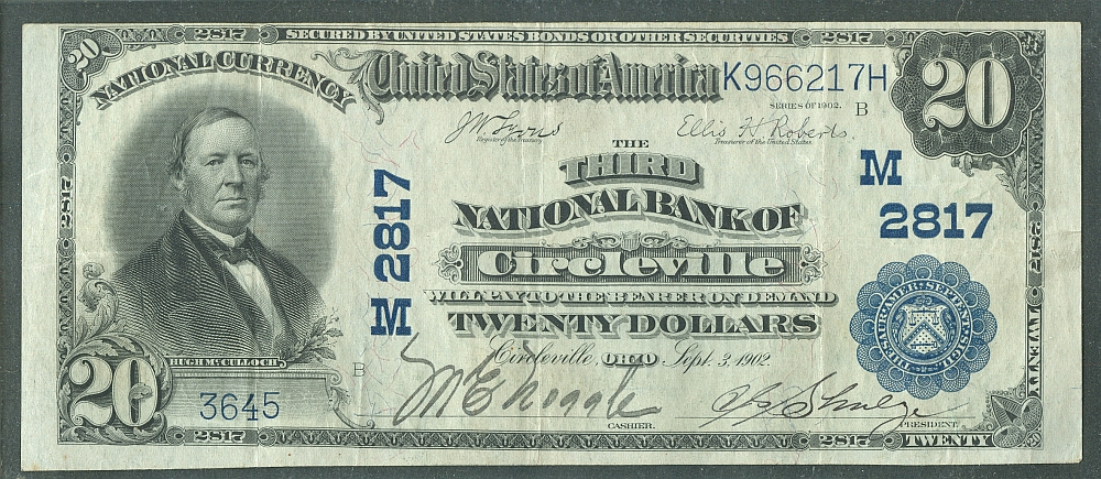 Circleville, OH, The Third NB, 1902PB $20, XF, PCGS40-PPQ